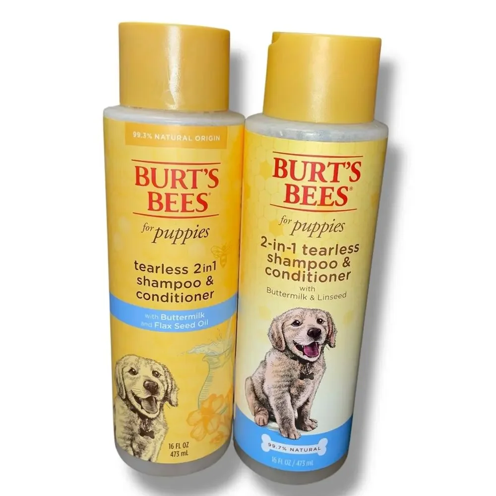 Burts Bees Puppies Natural Tearless 2 in 1 Shampoo Conditioner 16oz Lot of 2 Pet
